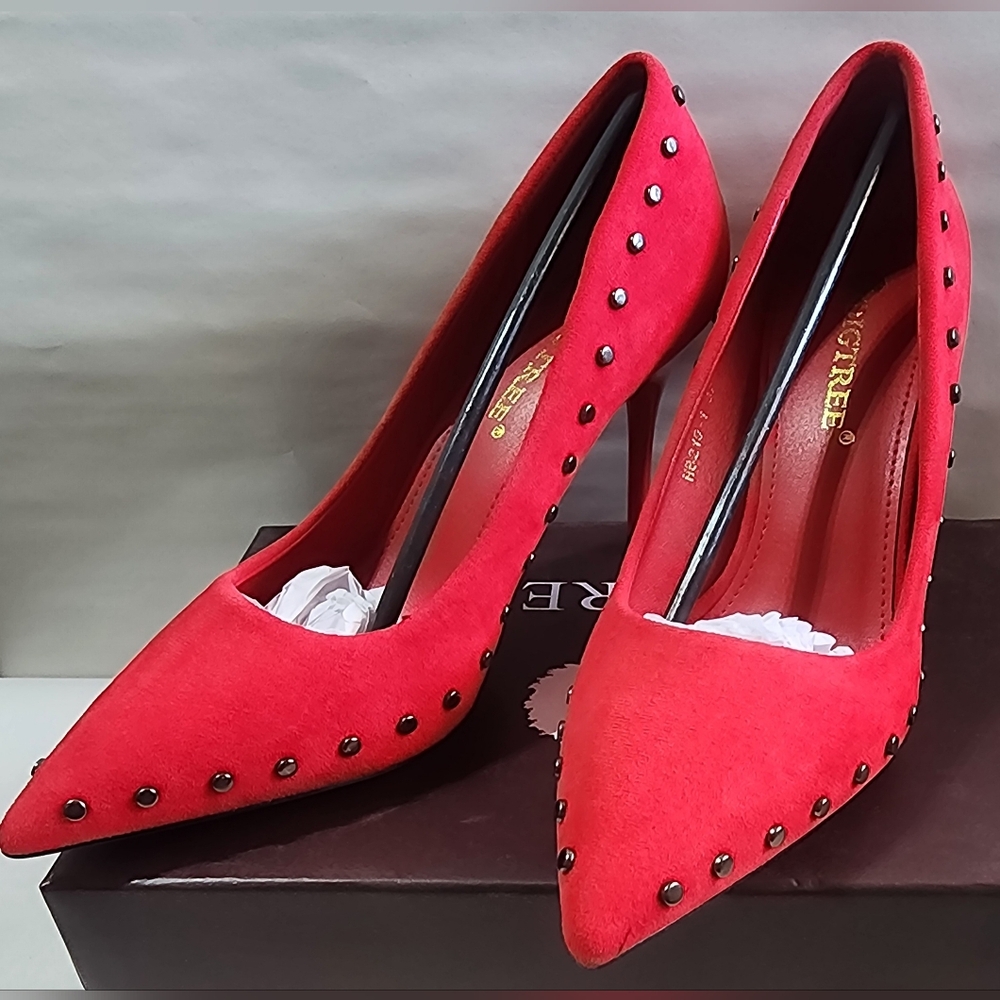 Red Studded Women's Heels